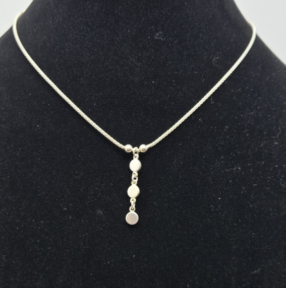 Vintage Italian 925 Sterling Silver Rope Chain Neclace 3 Circle Dangle Pendant - Picture 1 of 8
